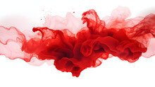 Red Ink Paint Cloud In Water Isolated 
