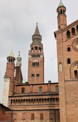 Wall Mural - Cathedral of Cremona or Cathedral of Santa Maria Assunta and the Medieval Bell Tower of Cremona known as the Torrazzo, Lombardy, Italy.