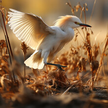 Cattle Egret Glides Gracefully Bird 
