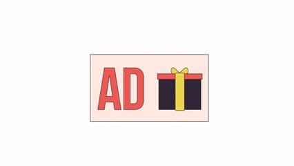 Poster - Ad banner line 2D object animation. Online scam flat color cartoon 4K video, alpha channel. False advertisement. Fraud marketing campaign. Advertising banner animated item on white background