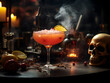 Attractive cocktails with Halloween decorations bar