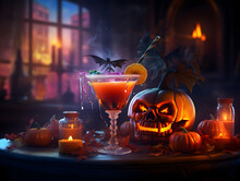 Attractive Cocktails With Halloween Decorations Bar