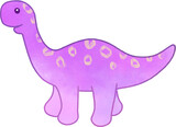 Fototapeta Dinusie - Brontosaurus adorable colorful illustration (PNG with transparency)
