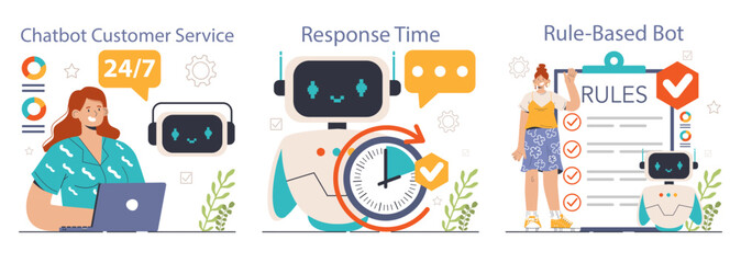 Poster - chat bot set. online communication with artificial intelligence. virtual