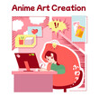 Anime culture. Otaku or geek lifestyle, popular japanese cartoons