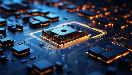Poster - Board science microchip hardware motherboard digital processor computing circuit electronic technology