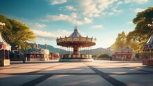  Background Empty Amusement Park With Rides