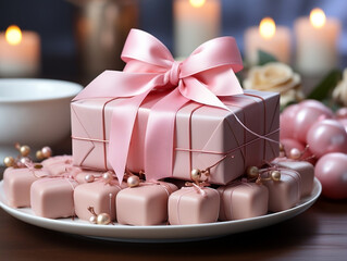 Wall Mural - Chocolates wrapped with ribbon and bow