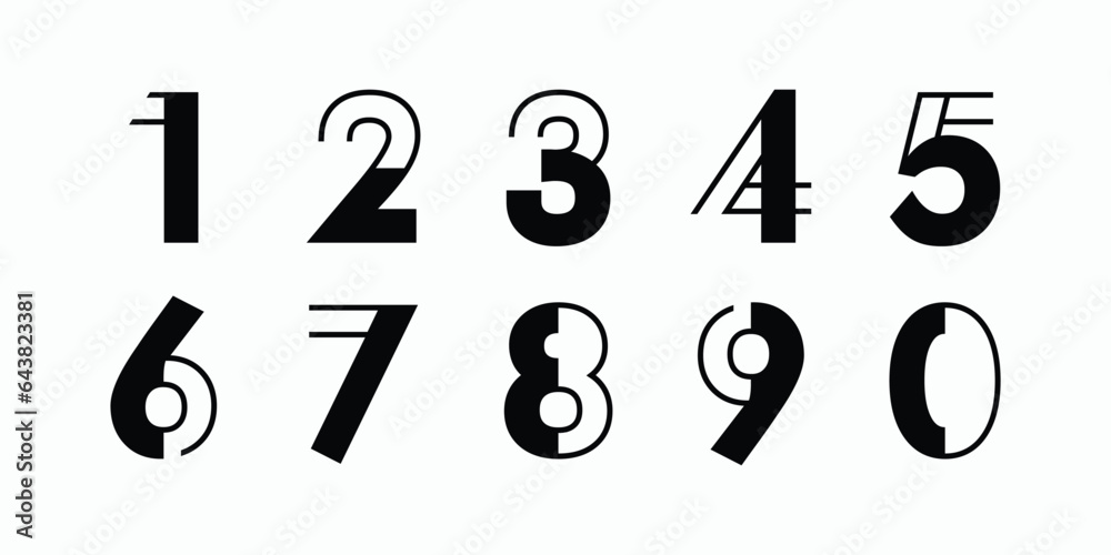 Number set vector font alphabet, modern dynamic flat design with ...
