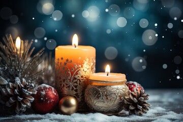 christmas candles. merry christmas and happy new year concept