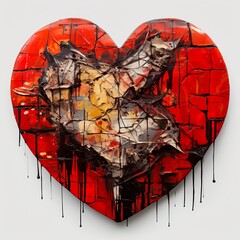 Wall Mural - Bold and Intense Red Broken Love Heart | Generative AI