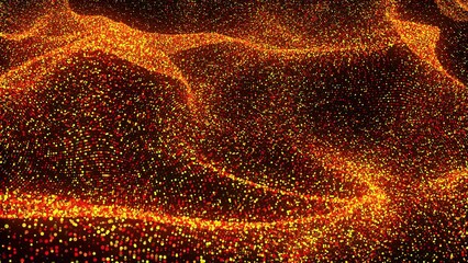 Poster - Gold wave particles. Computer generated 3d render