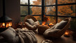 Cozy apartment with autumn decor
