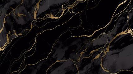 Wall Mural - Luxury Black and Gold Marble texture background.marble surface, curved golden lines.interior design background.Vector illustration