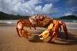 Stunning crab discovered at Sancho Beach, Fernando de Noronha Island, Brazil. Generative AI