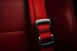 Fastened red seatbelt with empty space, up-close. Generative AI