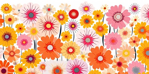 Canvas Print - a colorful floral pattern with yellow and orange flowers Generative AI