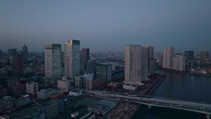 Aufkleber - 都市の夕景　空撮