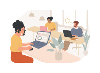 Poster - coworking isolated concept vector illustration. coworking for freelancers, teamwork and communicatio