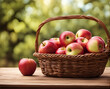 Ripe appetizing apple fruits in an overflowing basket