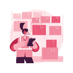 Poster - warehouse voice tasking abstract concept vector illustration. voice picking, speech-based warehousin