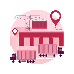 Poster - logistics hub abstract concept vector illustration. global logistics center, commercial warehouse, d