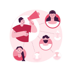 Poster - Word of mouth marketing abstract concept vector illustration. Word of mouth advertising, recommendations strategy, social media influencer, referral sales, brand loyalty abstract metaphor.