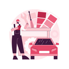 Poster - Auto detailing abstract concept vector illustration. Repair car shop, automobile care service, vehicle detailing, full service detailing, auto spa, paint correction, wax polish abstract metaphor.