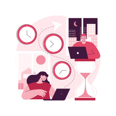Poster - Time zones abstract concept vector illustration. Time standard, international business coordination, meeting management, utc converter, gmt, world clock calculator, jet lag abstract metaphor.