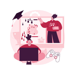 Poster - Esports coaching abstract concept vector illustration. Lessons with pro gamer, free esport webinar, player performance, video game training application, cybersport team abstract metaphor.
