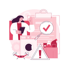 Poster - product safety control abstract concept vector illustration. manufacturing equipment, product testin