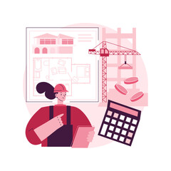 Poster - construction costs abstract concept vector illustration. project management, bank loan, real estate 
