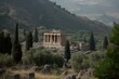 Delphi's serene Greek temple honoring Athena. Generative AI