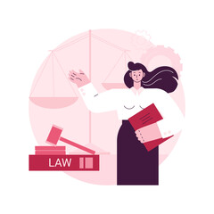 Poster - Paralegal services abstract concept vector illustration. Delegated legal work, organizing files, drafting documents, legal research, law firm, write report, litigation abstract metaphor.