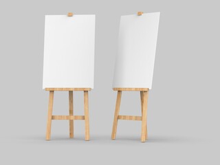 Wall Mural - Outdoor advertising ad picture display blank art board easel wooden stand or standee template mock up. 3d illustration.