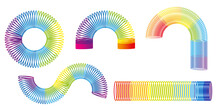 Rainbow Spiral Spring Toy. Colored Plastic Kid Toy. Children Magic Slinky Spring. Vector Illustration. EPS 10.
