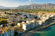 Fly Over The Picturesque Town Of Altea. Spain