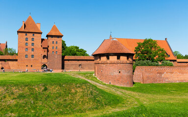 Wall Mural - View of largest medieval brick Castle of Teutonic Order in Malbork, Poland .