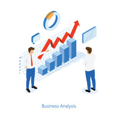 Poster - Isometric design statistical and Data analysis for business finance investment concept with business people team working graph dashboard.2