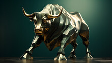 Bull Market Stock Price Rises, Gold Bull 3D Rendering
