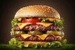 © Mr. Muzammil - Big tasty hamburger on green grass landscape background