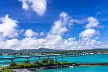 Kouri Ohashi Bridge Floating On The Coral Reef, Asia,Japan,Okinawa Prefecture,Kouri Island