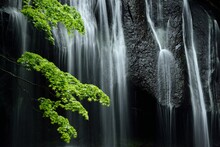 Tatsuzawa Fudotaki Waterfall In Spring, Japan,Fukushima Prefecture,Inawashiro, Fukushima
