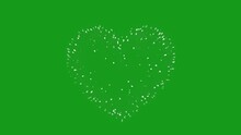 Bursting Of Crackers In The Shape Of Heart On Green Screen Background