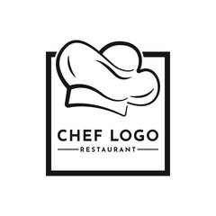 Wall Mural - Chef and restaurant logo design with square shape