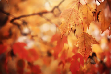 Canvas Print - Red and Orange Autumn Leaves Background