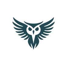 Data Encryption Filled Dark Teal Logo. Network Security. Owl Silhouette. Design Element. Created With Artificial Intelligence. Smart Ai Art For Corporate Branding, It Consulting Company, Cloud Storage