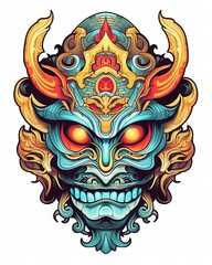 Wall Mural - Scary monster mask design isolated on plain background