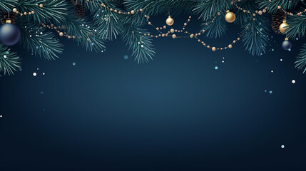 Wall Mural - elegant xmas background in dark blue . Christmas and happy new year banner