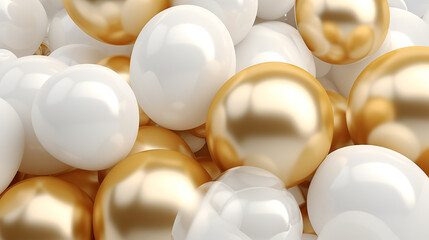 Poster - gold and white balloons 3d rendering